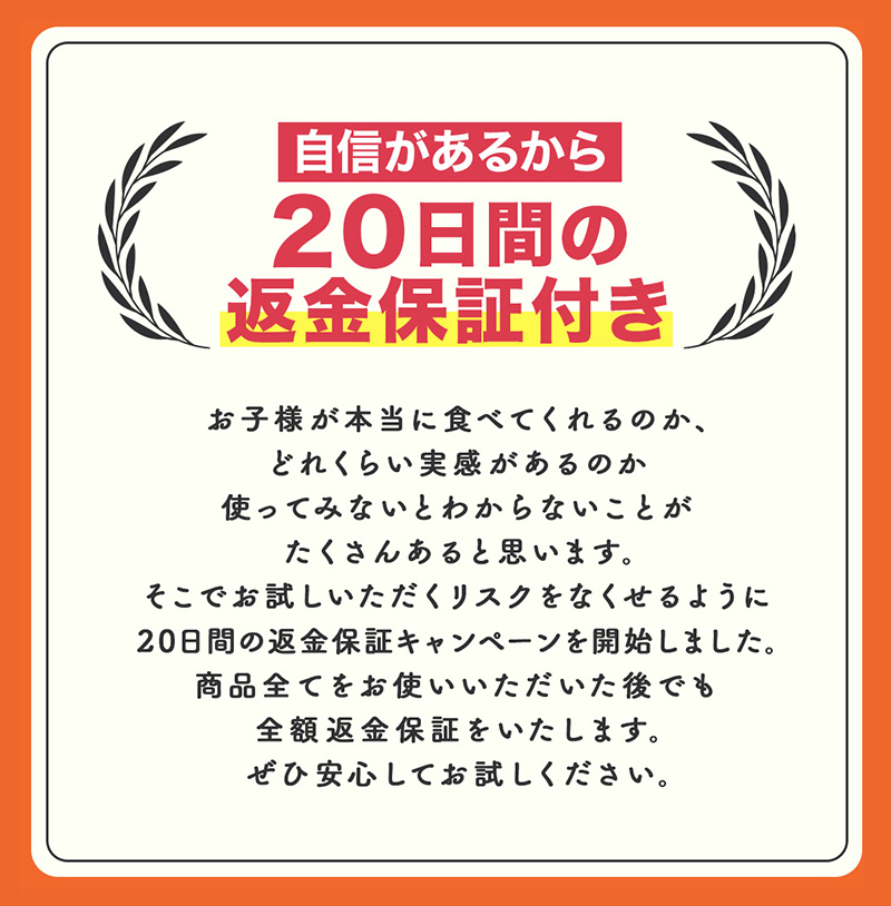 20日間の返金保証付き